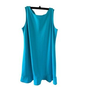 Lands End Bright Blue Midi Sleeveless Tank Classic Dress Casual Cocktail SZ 18